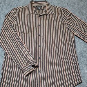 Structure Men's Shirt with Black and Tan Stripes